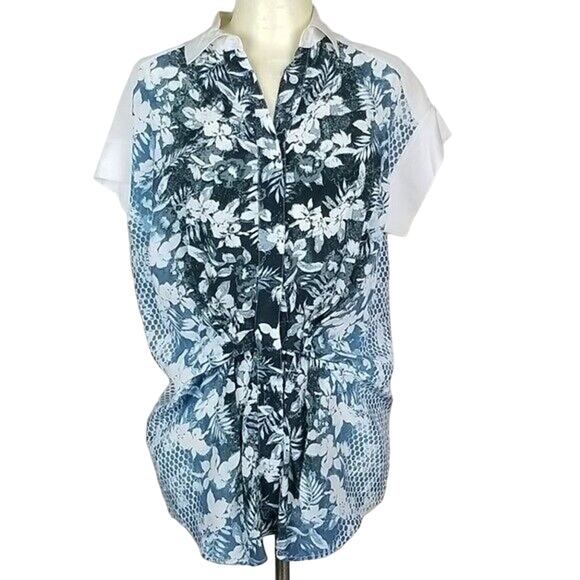 Alexander Wang Womens Silk Blouse Floral Button Quiet Luxury Designer Size 4 - Picture 1 of 7